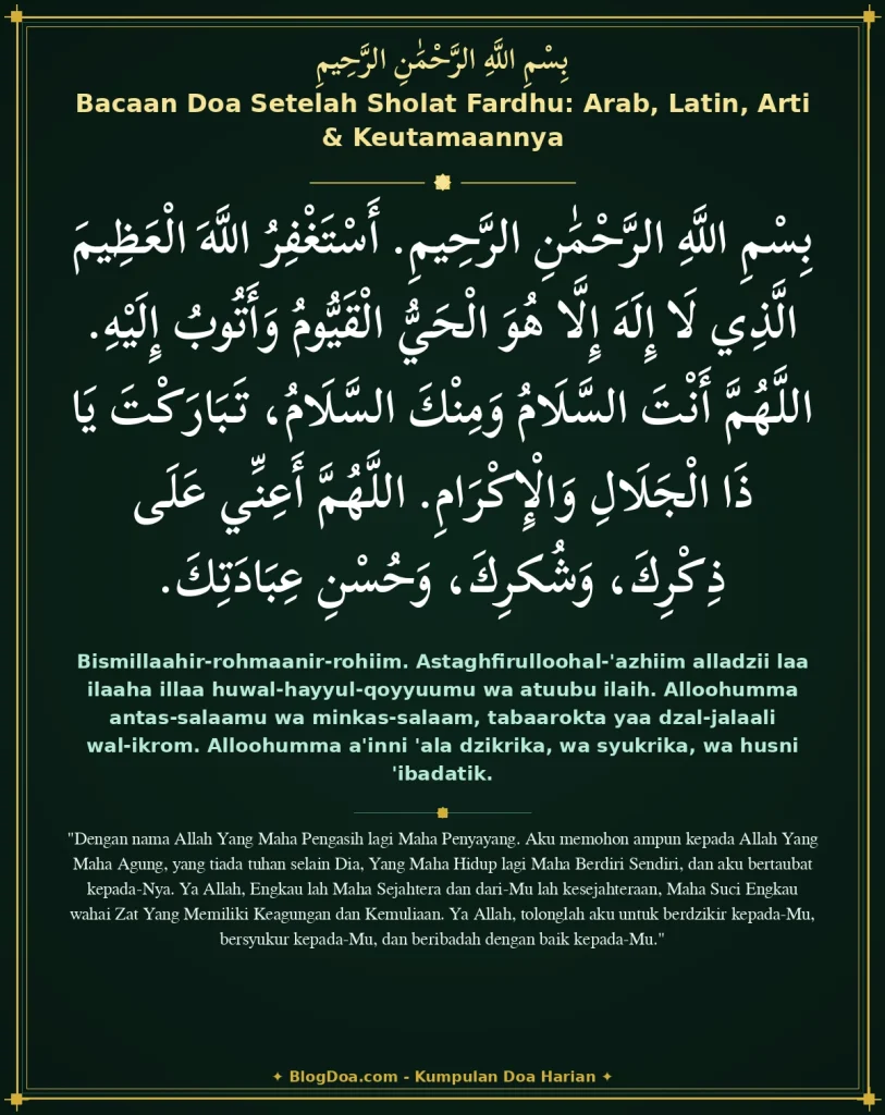 Bacaan Doa Setelah Sholat Fardhu: Arab, Latin, Arti & Keutamaannya