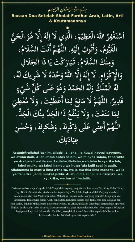Bacaan Doa Setelah Sholat Fardhu: Arab, Latin, Arti & Keutamaannya