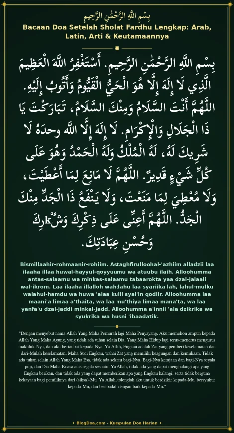 Bacaan Doa Setelah Sholat Fardhu Lengkap: Arab, Latin, Arti & Keutamaannya