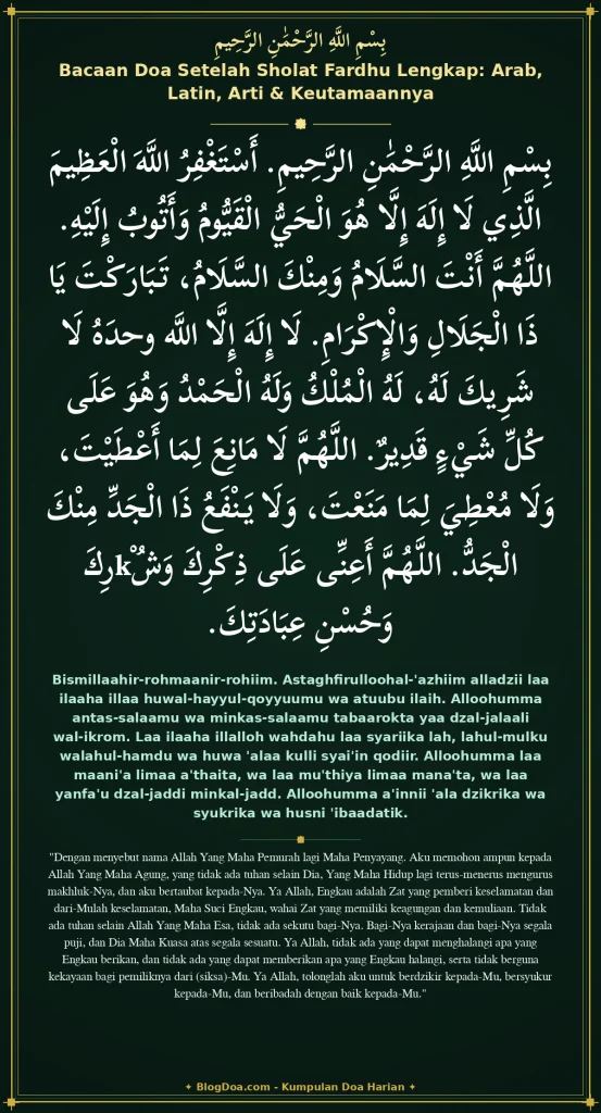 Bacaan Doa Setelah Sholat Fardhu Lengkap: Arab, Latin, Arti & Keutamaannya