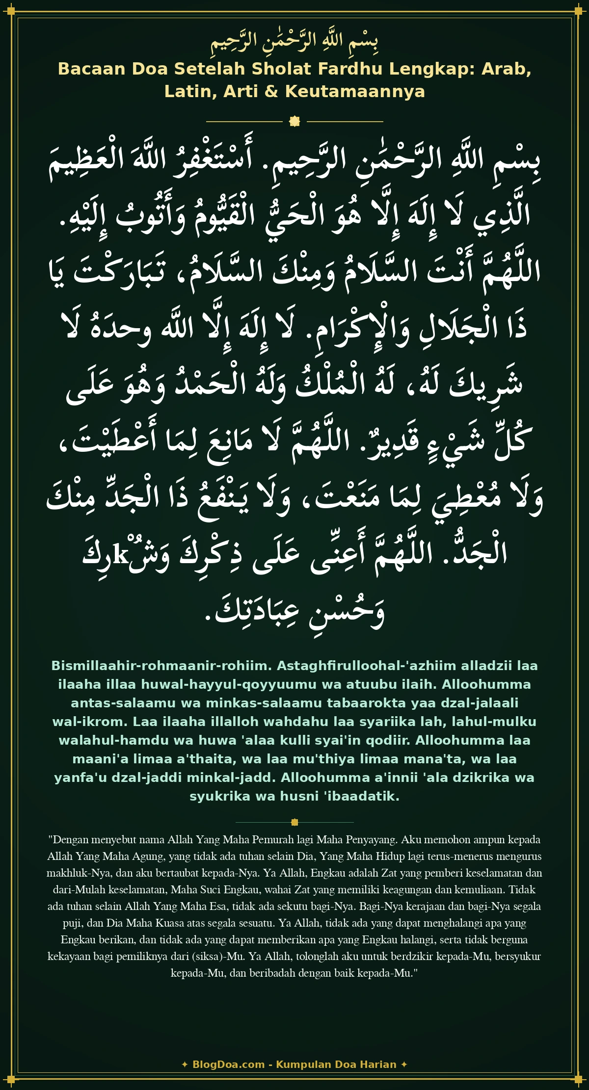 Bacaan Doa Setelah Sholat Fardhu Lengkap: Arab, Latin, Arti & Keutamaannya