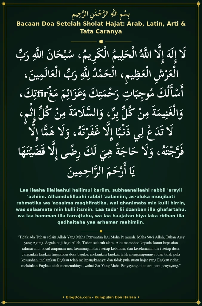 Bacaan Doa Setelah Sholat Hajat: Arab, Latin, Arti & Tata Caranya