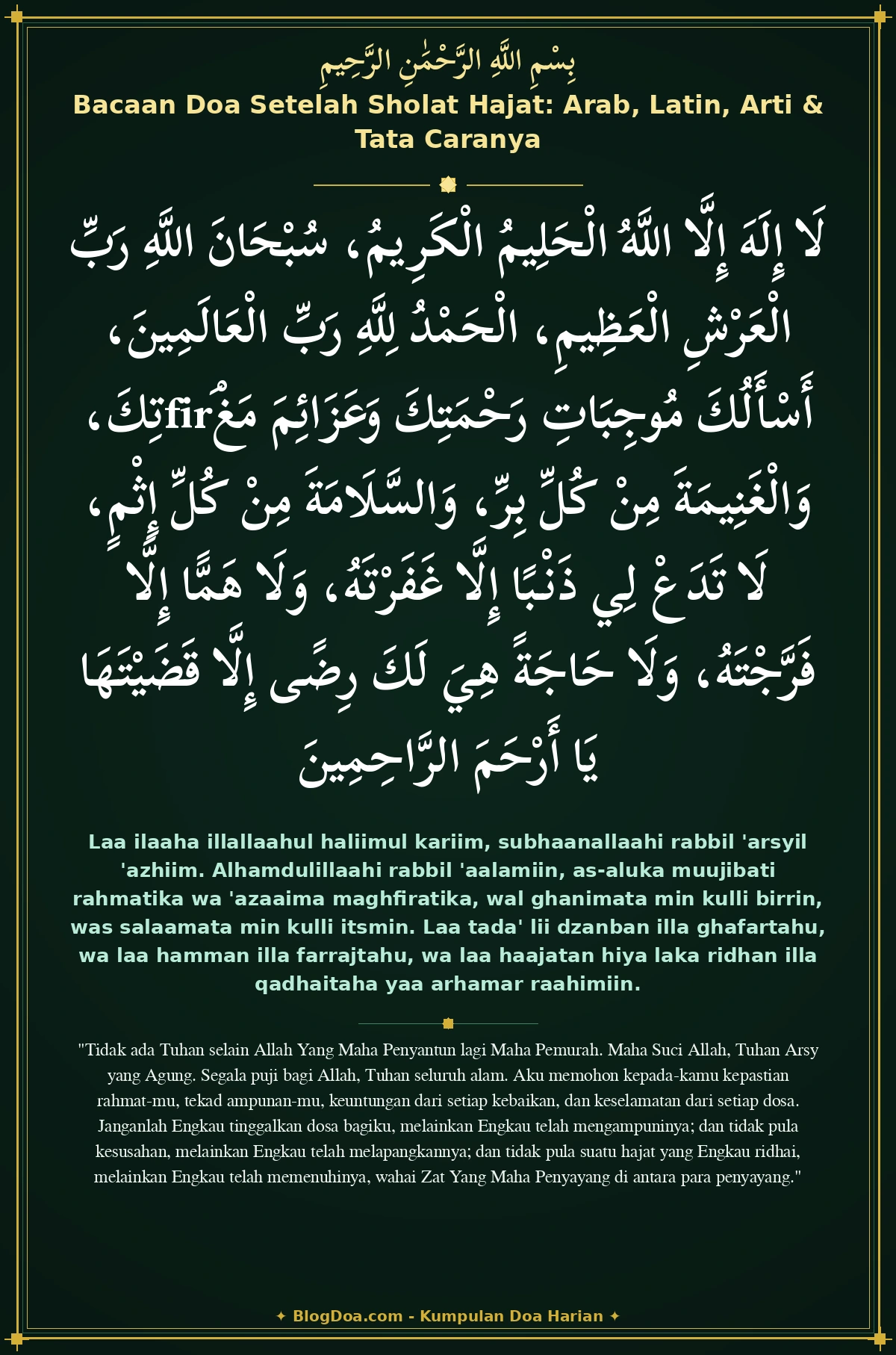 Bacaan Doa Setelah Sholat Hajat: Arab, Latin, Arti & Tata Caranya