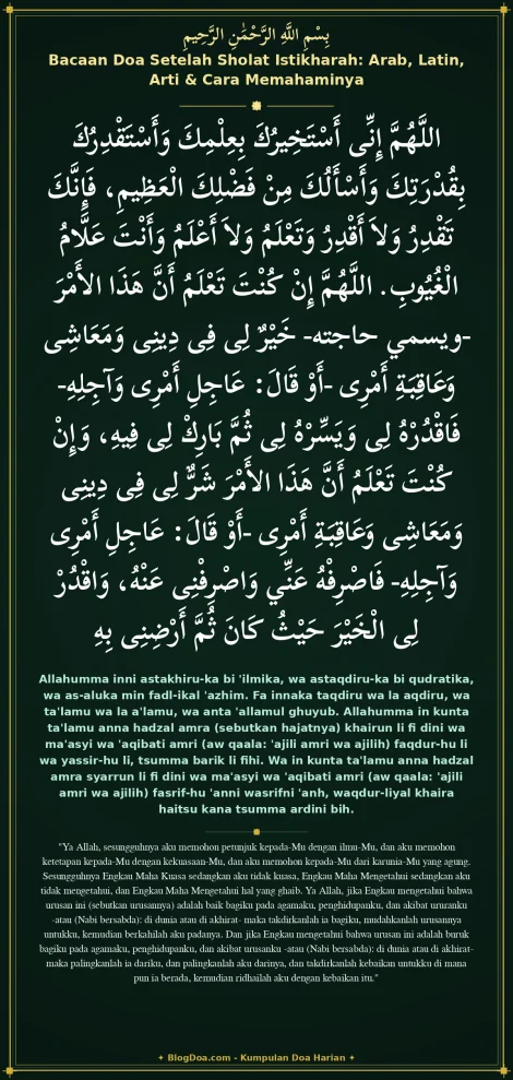 Bacaan Doa Setelah Sholat Istikharah: Arab, Latin, Arti & Cara Memahaminya