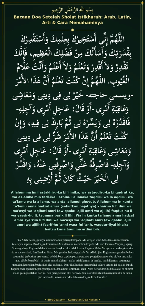 Bacaan Doa Setelah Sholat Istikharah: Arab, Latin, Arti & Cara Memahaminya