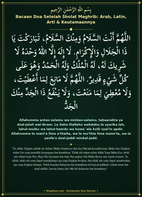 Bacaan Doa Setelah Sholat Maghrib: Arab, Latin, Arti & Keutamaannya