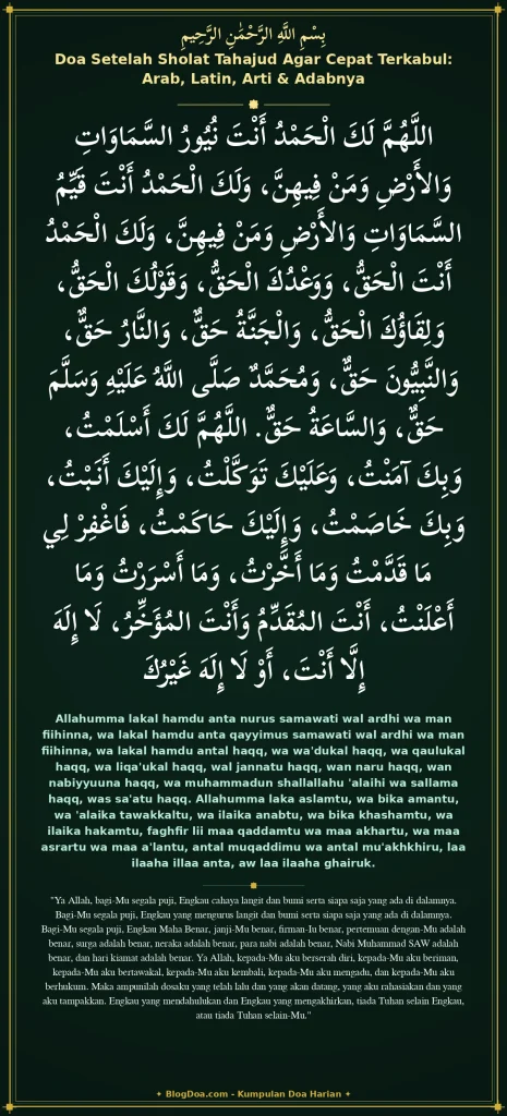 Doa Setelah Sholat Tahajud Agar Cepat Terkabul: Arab, Latin, Arti & Adabnya