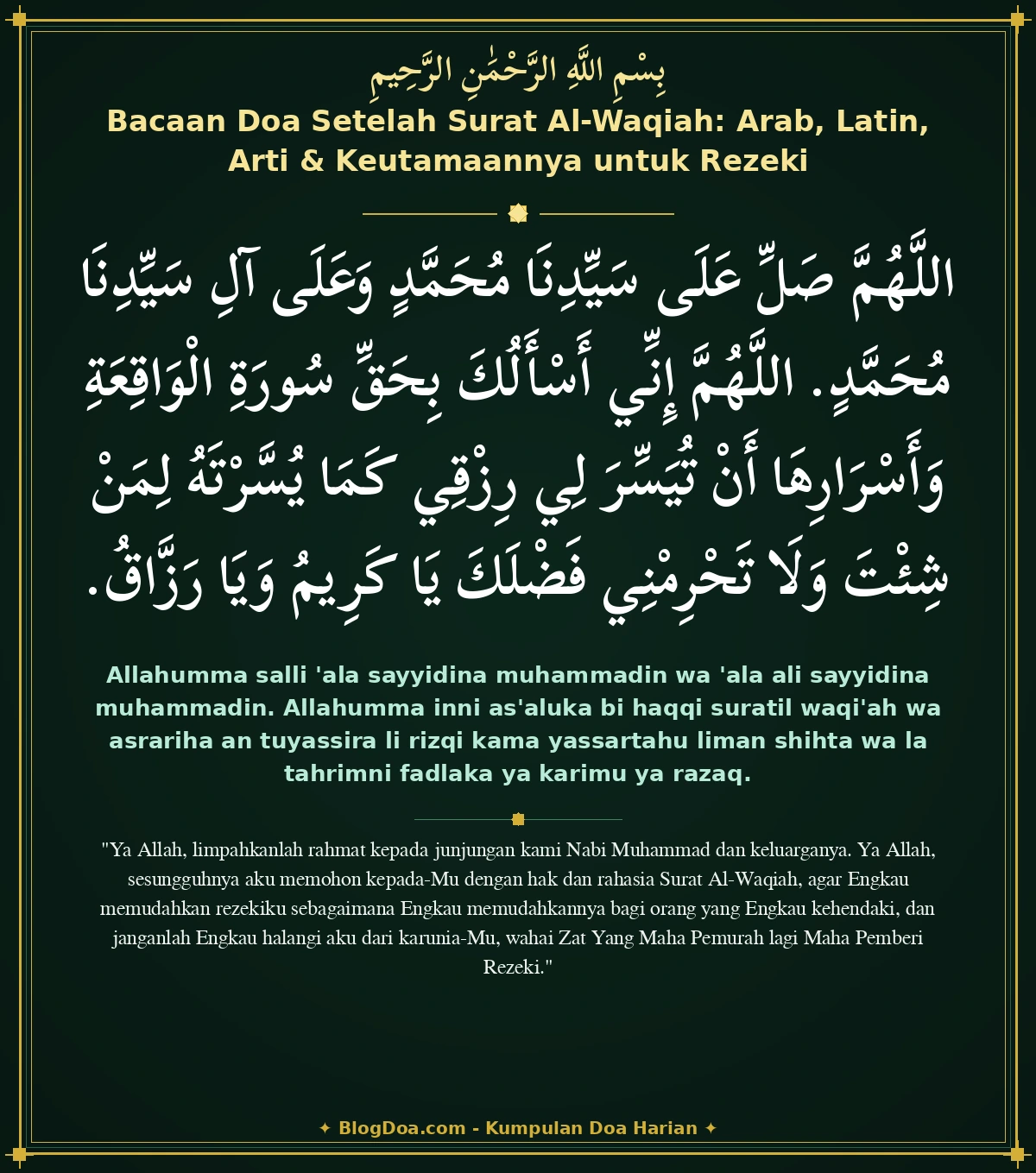Bacaan Doa Setelah Surat Al-Waqiah: Arab, Latin, Arti & Keutamaannya untuk Rezeki
