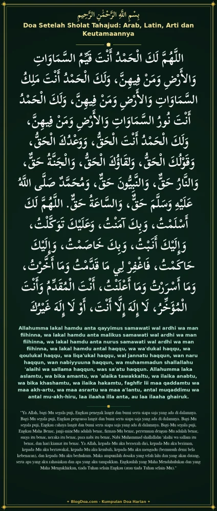 Doa Setelah Sholat Tahajud: Arab, Latin, Arti dan Keutamaannya