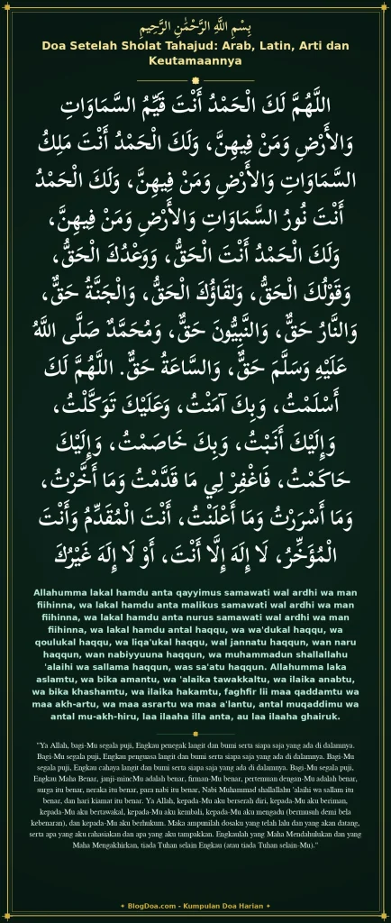 Doa Setelah Sholat Tahajud: Arab, Latin, Arti dan Keutamaannya