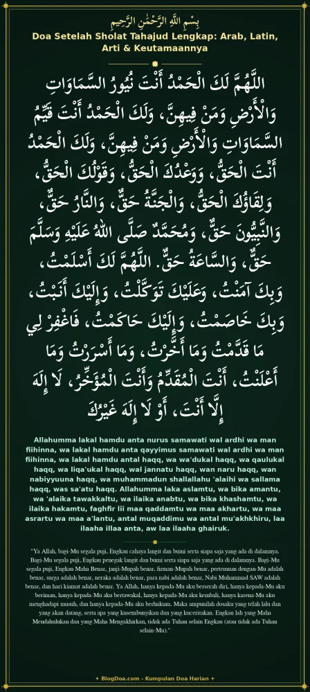 Doa Setelah Sholat Tahajud Lengkap: Arab, Latin, Arti & Keutamaannya