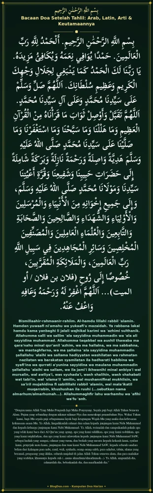 Bacaan Doa Setelah Tahlil: Arab, Latin, Arti & Keutamaannya