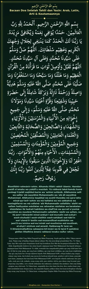 Bacaan Doa Setelah Tahlil dan Yasin: Arab, Latin, Arti & Keutamaannya
