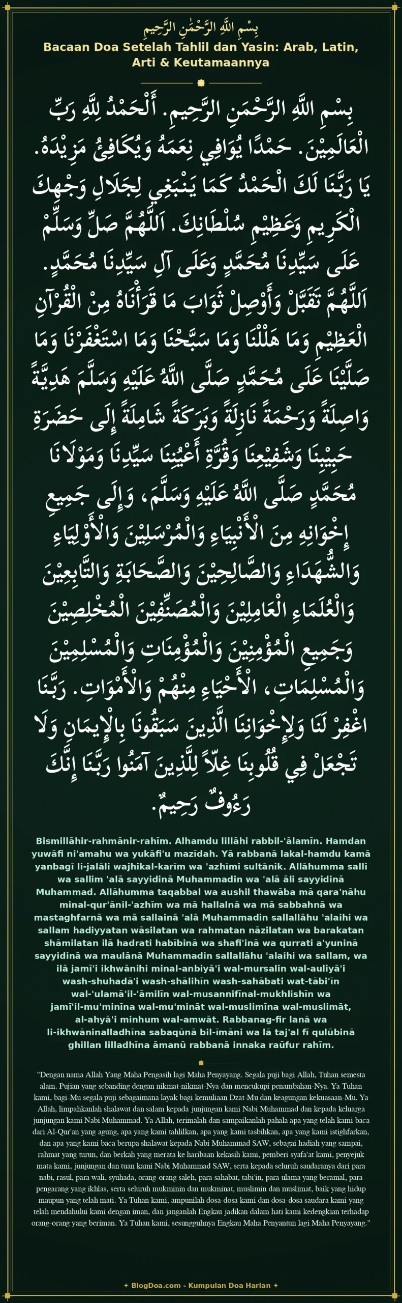 Bacaan Doa Setelah Tahlil dan Yasin: Arab, Latin, Arti & Keutamaannya