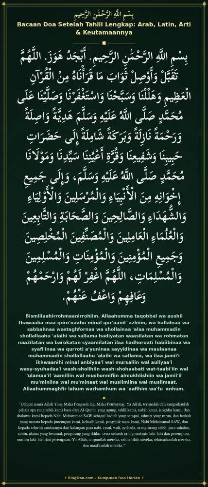 Bacaan Doa Setelah Tahlil Lengkap: Arab, Latin, Arti & Keutamaannya