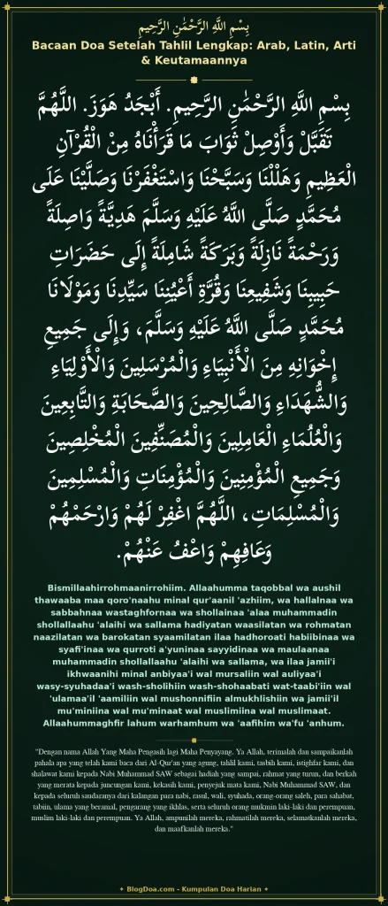 Bacaan Doa Setelah Tahlil Lengkap: Arab, Latin, Arti & Keutamaannya