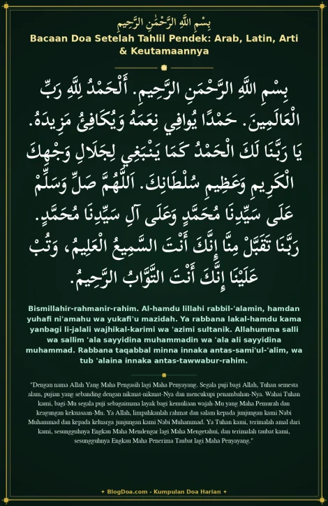 Bacaan Doa Setelah Tahlil Pendek: Arab, Latin, Arti & Keutamaannya