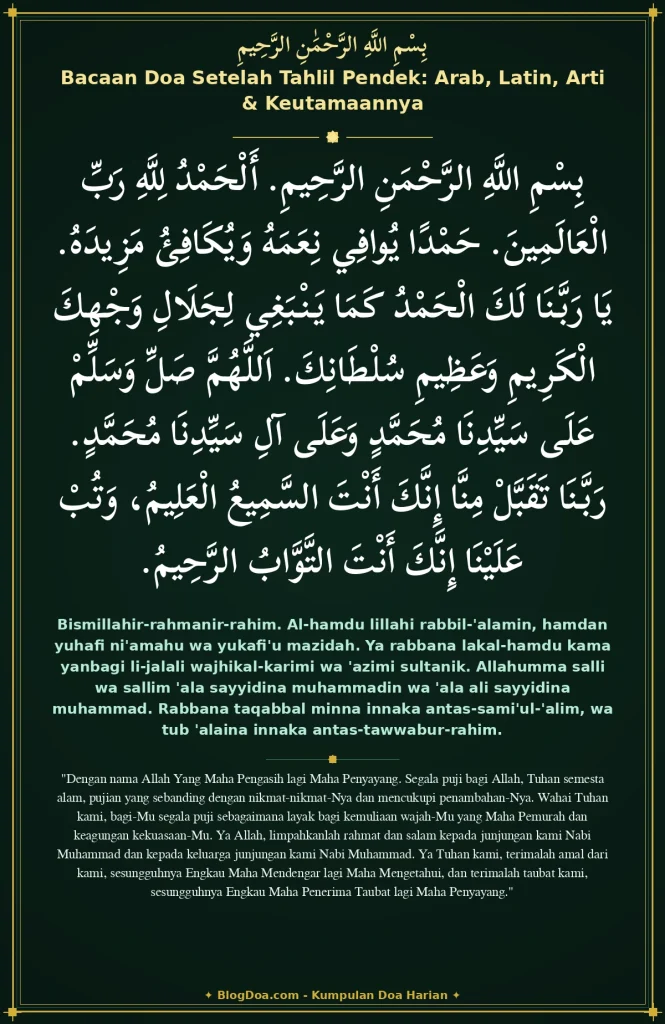Bacaan Doa Setelah Tahlil Pendek: Arab, Latin, Arti & Keutamaannya