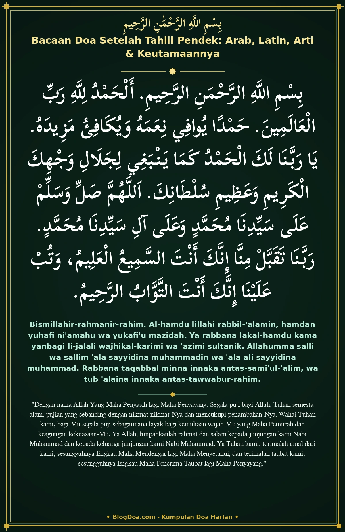 Bacaan Doa Setelah Tahlil Pendek: Arab, Latin, Arti & Keutamaannya