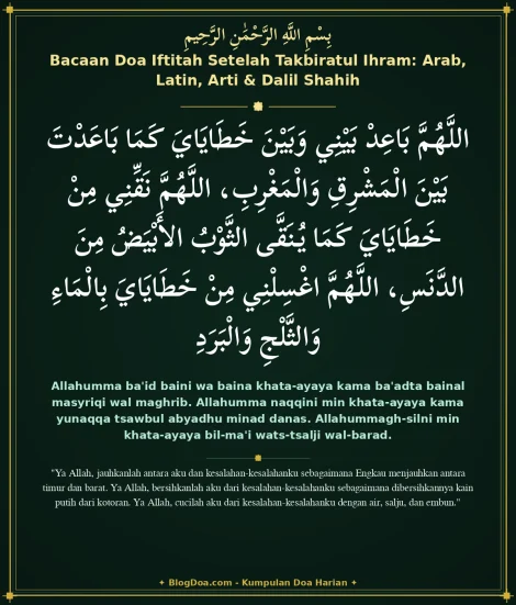 Bacaan Doa Iftitah Setelah Takbiratul Ihram: Arab, Latin, Arti & Dalil Shahih