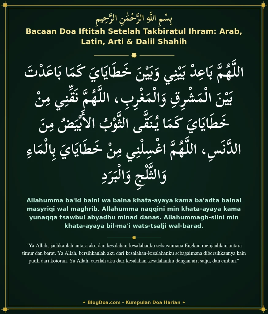 Bacaan Doa Iftitah Setelah Takbiratul Ihram: Arab, Latin, Arti & Dalil Shahih