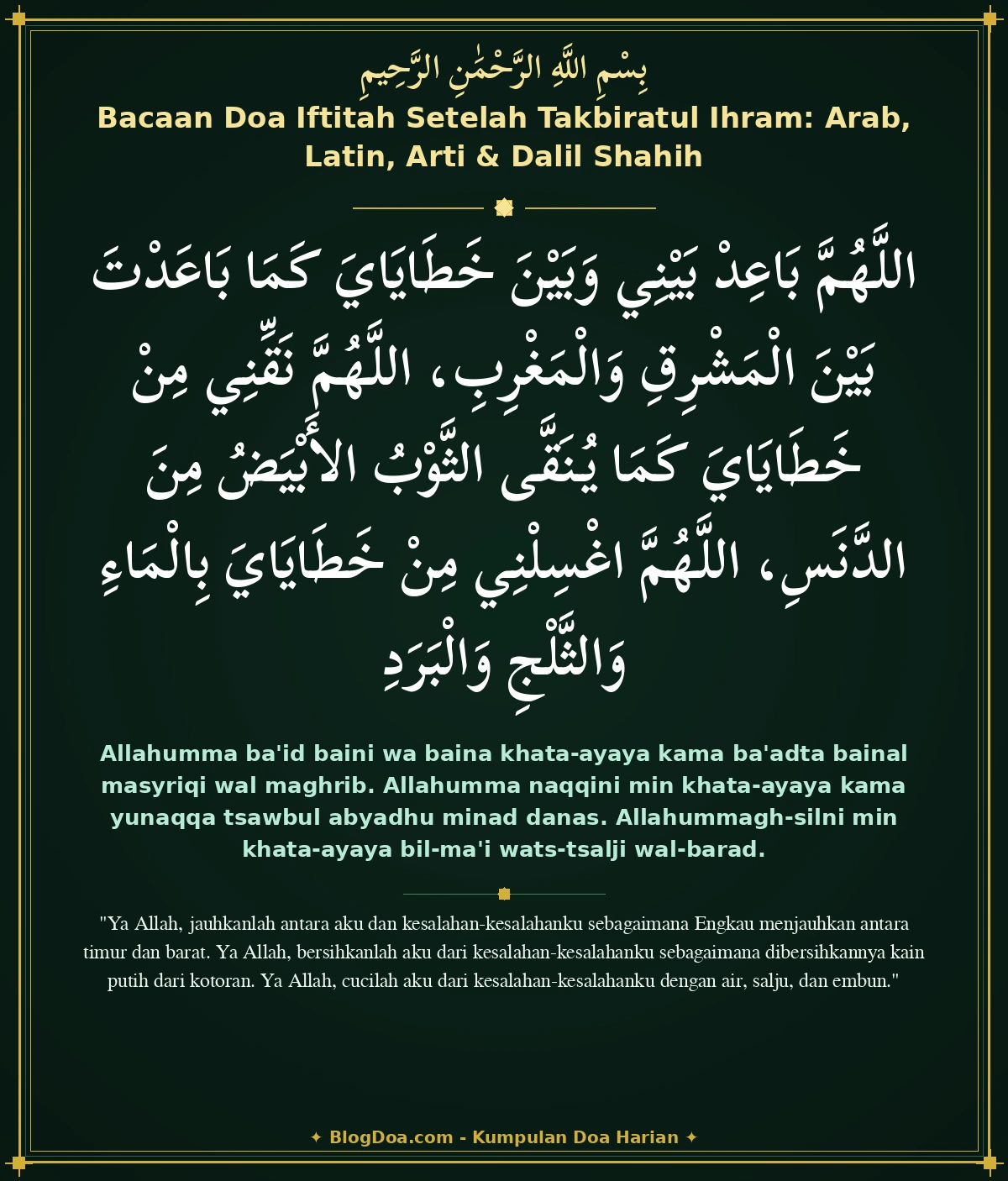 Bacaan Doa Iftitah Setelah Takbiratul Ihram: Arab, Latin, Arti & Dalil Shahih