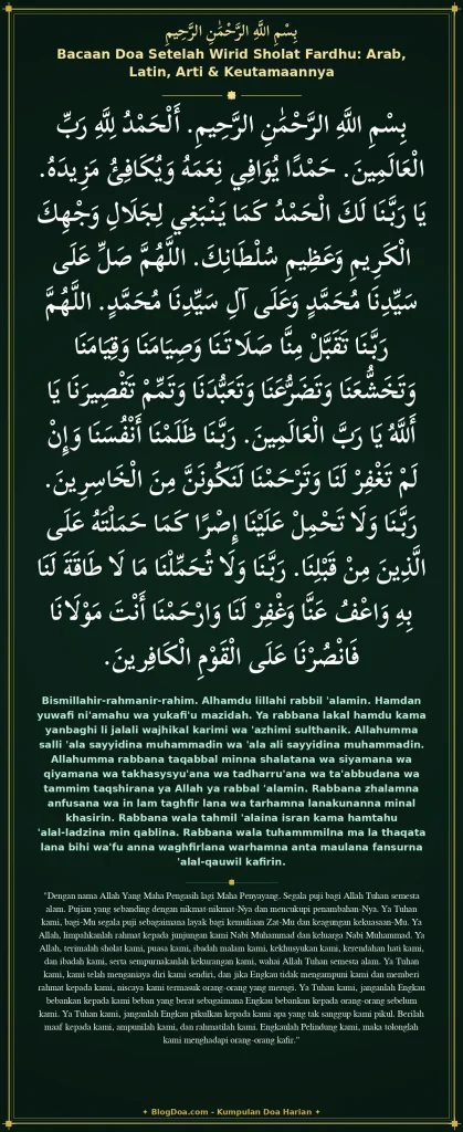 Bacaan Doa Setelah Wirid Sholat Fardhu: Arab, Latin, Arti & Keutamaannya
