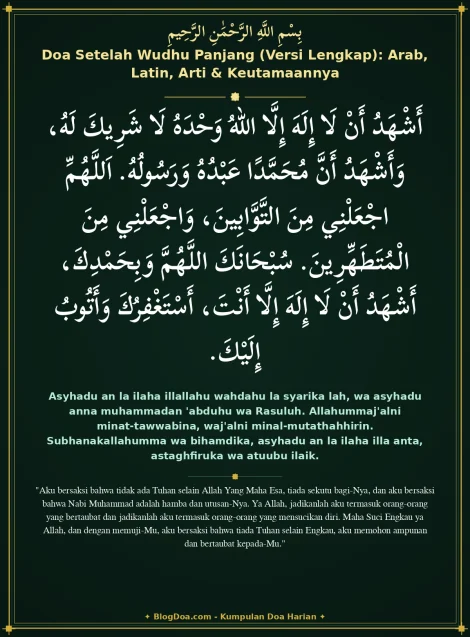 Doa Setelah Wudhu Panjang (Versi Lengkap): Arab, Latin, Arti & Keutamaannya