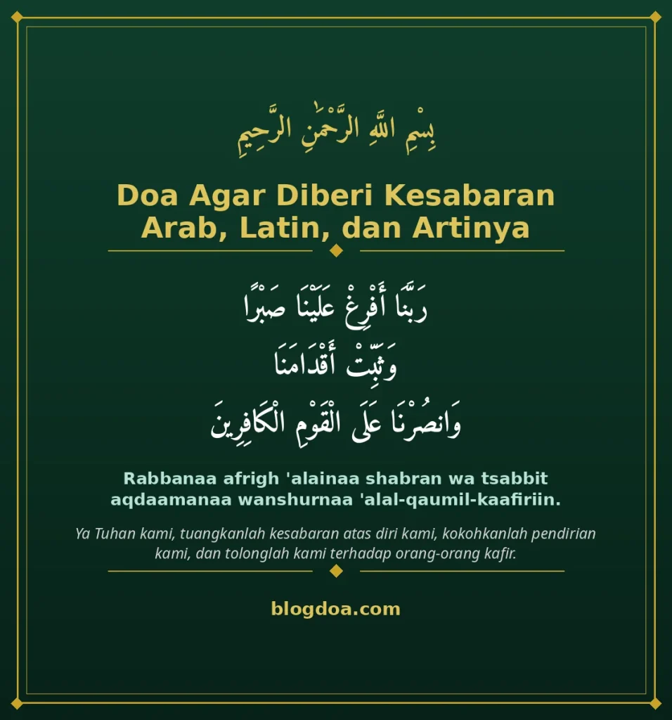 Kartu Doa Agar Diberi Kesabaran Lengkap Arab, Latin, dan Artinya: teks Arab, Latin, dan artinya