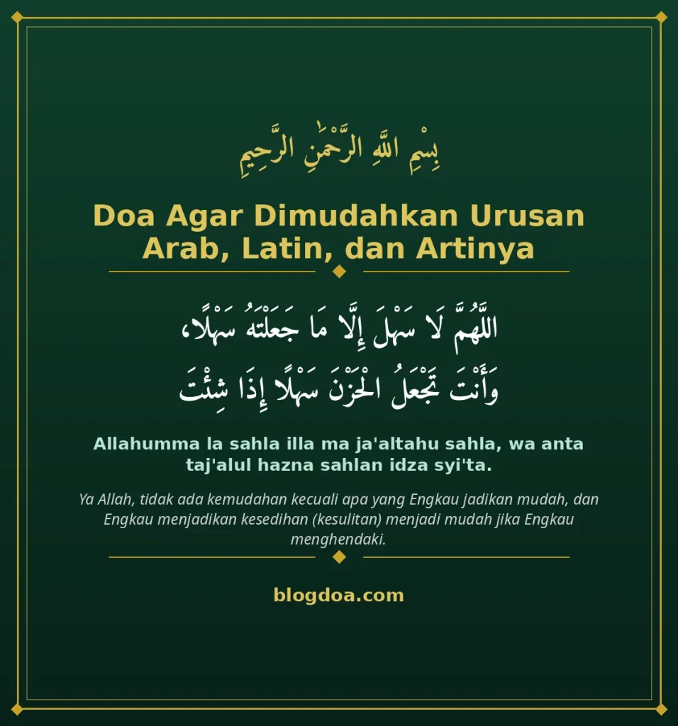 Kartu Doa Agar Dimudahkan Urusan Lengkap Arab, Latin, dan Artinya: teks Arab, Latin, dan artinya