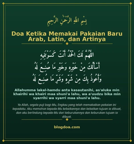 Kartu Doa Ketika Memakai Pakaian Baru Lengkap Arab, Latin, dan Artinya: teks Arab, Latin, dan artinya
