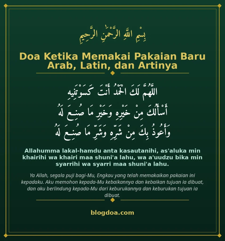 Kartu Doa Ketika Memakai Pakaian Baru Lengkap Arab, Latin, dan Artinya: teks Arab, Latin, dan artinya