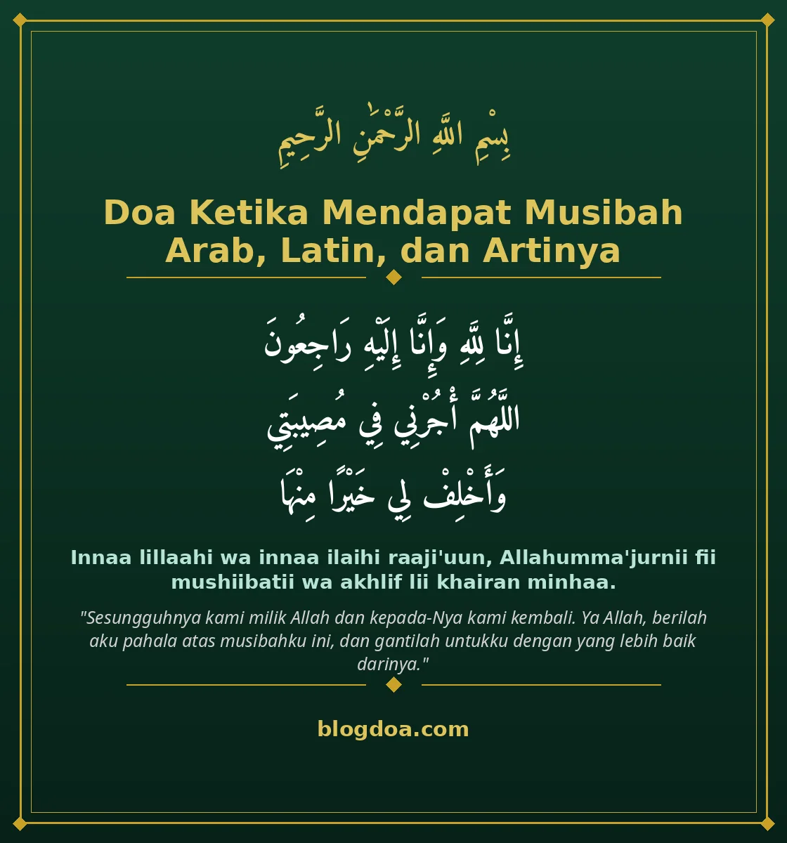 Kartu Doa Ketika Mendapat Musibah Lengkap Arab, Latin, dan Artinya: teks Arab, Latin, dan artinya