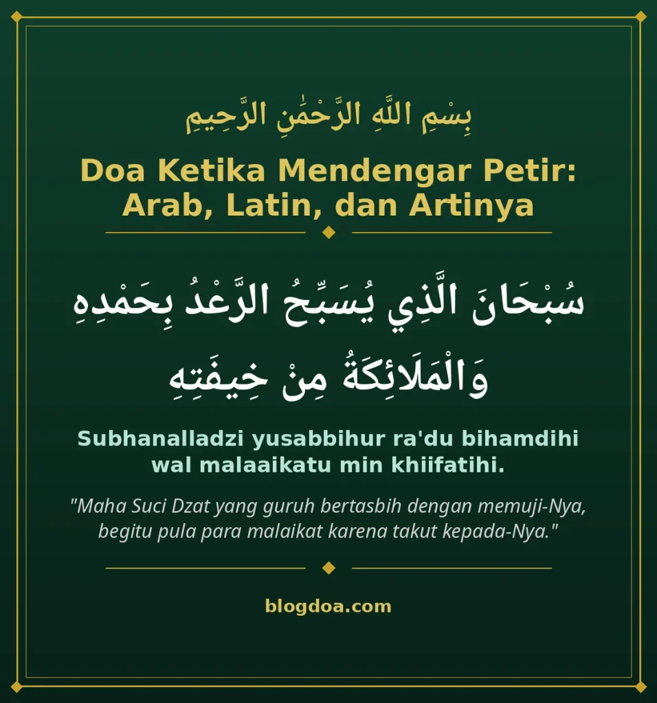 Kartu doa ketika mendengar petir: teks Arab, Latin, dan artinya