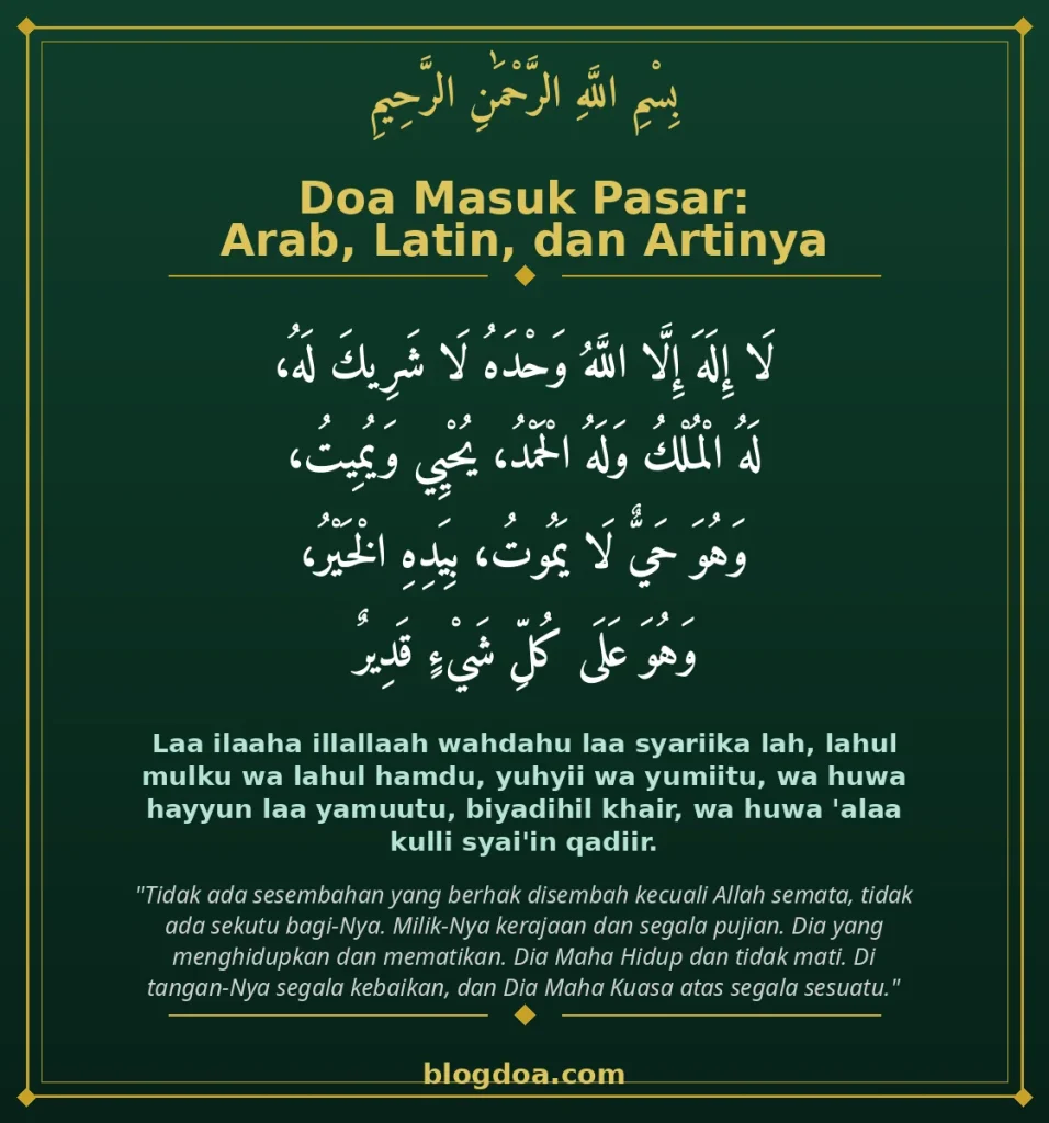 Kartu doa masuk pasar: teks Arab, Latin, dan artinya