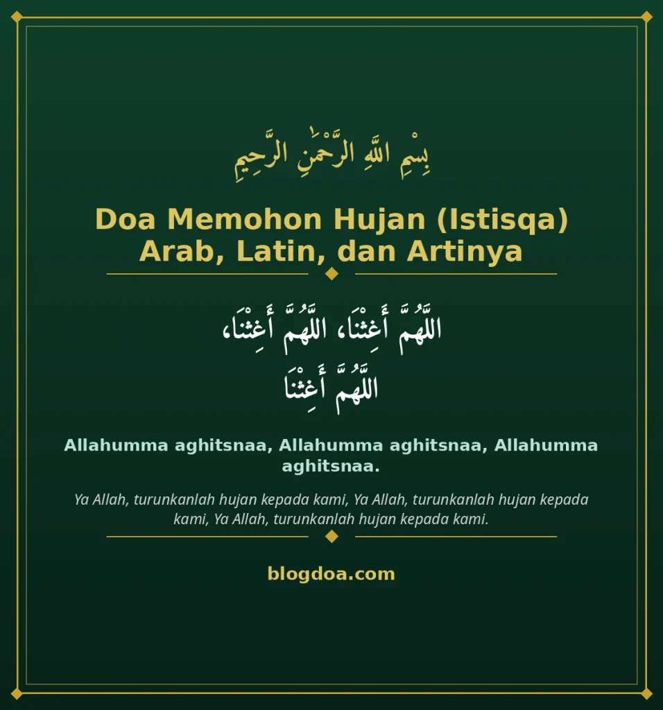 Kartu Doa Memohon Hujan (Istisqa) Lengkap Arab, Latin, dan Artinya: teks Arab, Latin, dan artinya