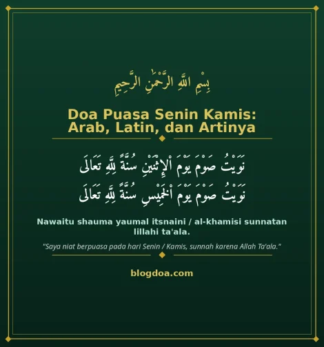 Kartu doa puasa Senin Kamis: teks Arab, Latin, dan artinya